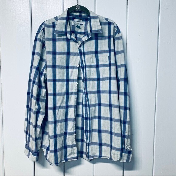 Old Navy Other - Old‎ Navy Men’s Plaid Button Down Shirt, Size XL, White Blue*